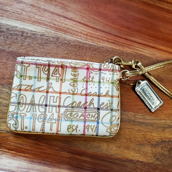 Coach Small Striped Wristlet - Picture 1 of 8